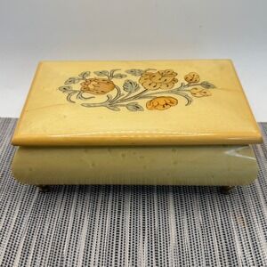 Vintage Reuge Swiss Music Box Italian Floral Inlay Birds Eye Maple Wood Working